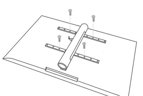 AURA Aufbau Schritt 5: TV-Halter an der TV-Rückseite montieren