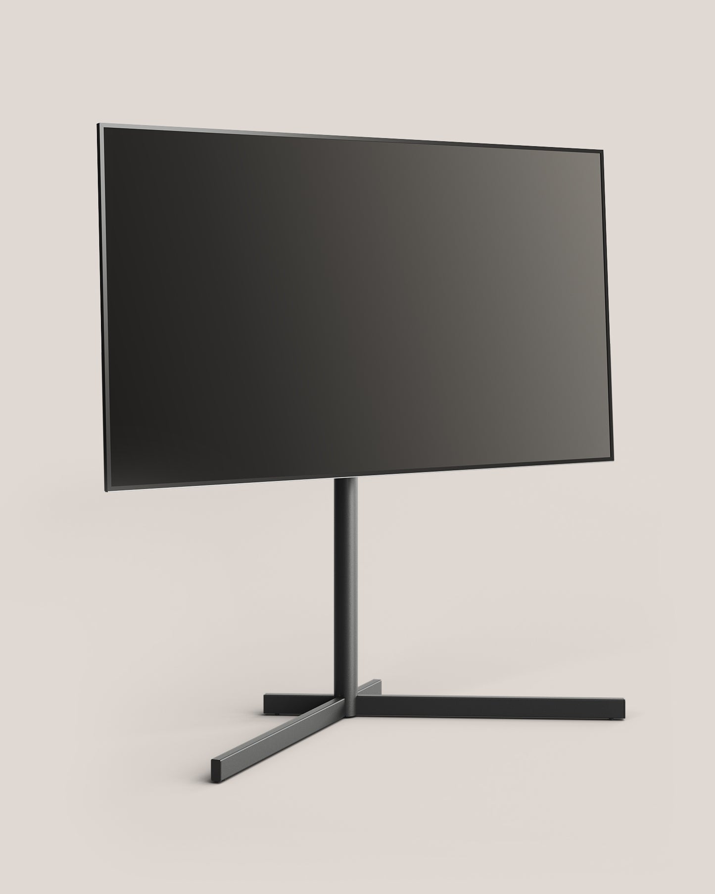 Design Fernsehständer AURA in Graphite Black - Dreiviertelansicht im Wohnzimmer